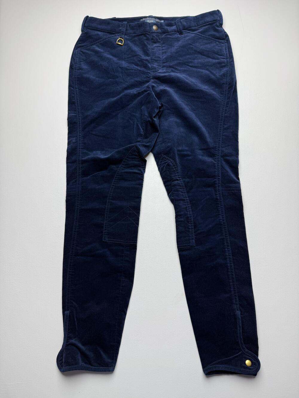 New Ralph Lauren Pants Womens 10 Blue Velvet Equestrian Ankle Riding Jodhpur